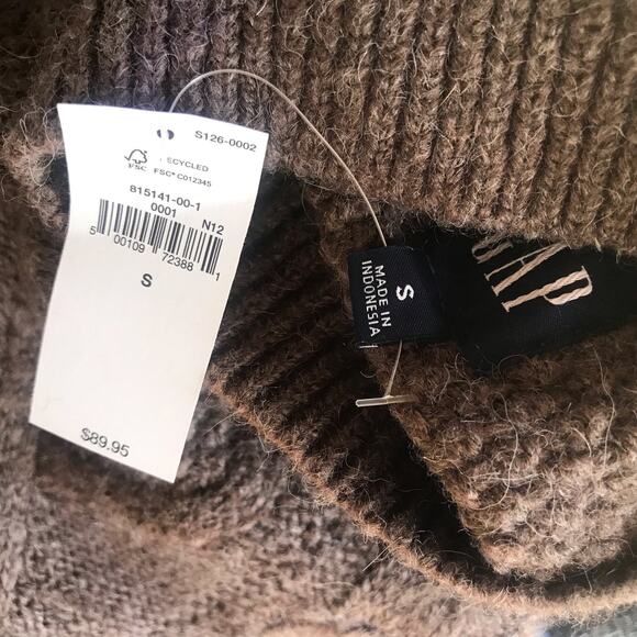 NEW Gap Knit Turtleneck Cotton Wool Alpaca Brown  Sweater Women's Size S NWT $90 - Picture 6 of 7